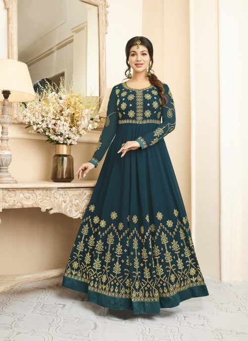 Buy Online Aashirwad Tajj Blue Faux Georgette Anarkali Suit By Aashirwad Tajj 2006 At Wholesale